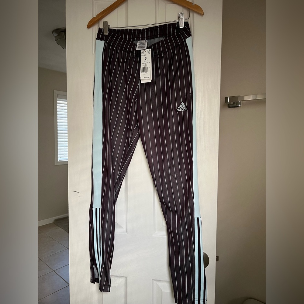 Adidas Kids Black and White Striped Joggers